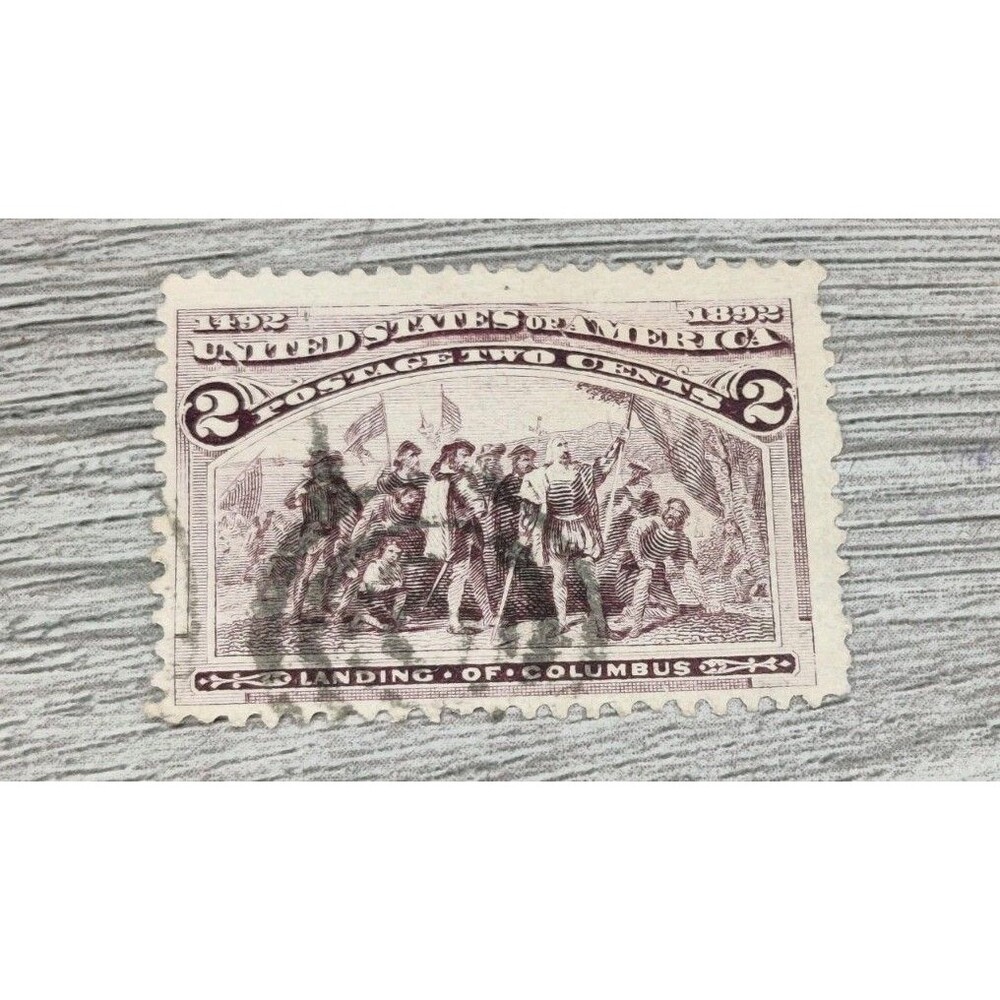 1893 2c Landing of Columbus Stamp Scott 231 Used Vintage US Columbian Issue